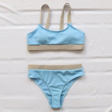 Load image into Gallery viewer, INGAGA High Waist Bikinis 2021 Swimsuits Bandeau Swimwear Women Splicing Biquini Beachwear Sports Ribbed Bathing Suits New
